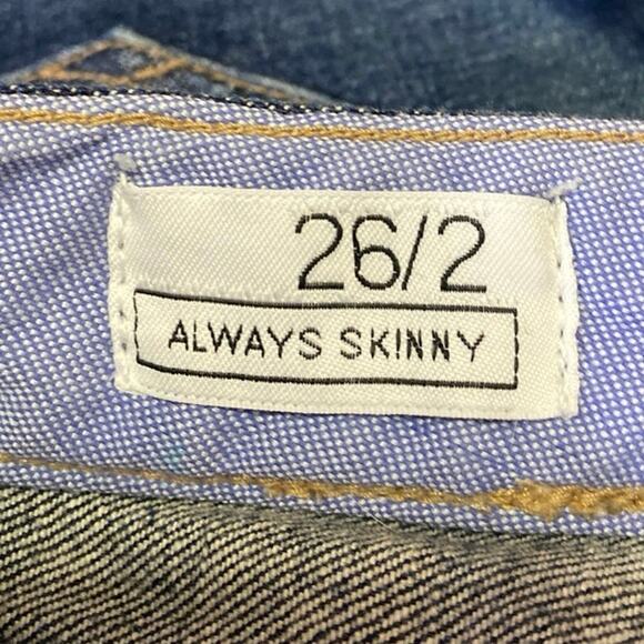 GAP 1969 Always Skinny Women's Blue Distressed Low Rise Denim Jeans Pants Sz 26 - Picture 5 of 6